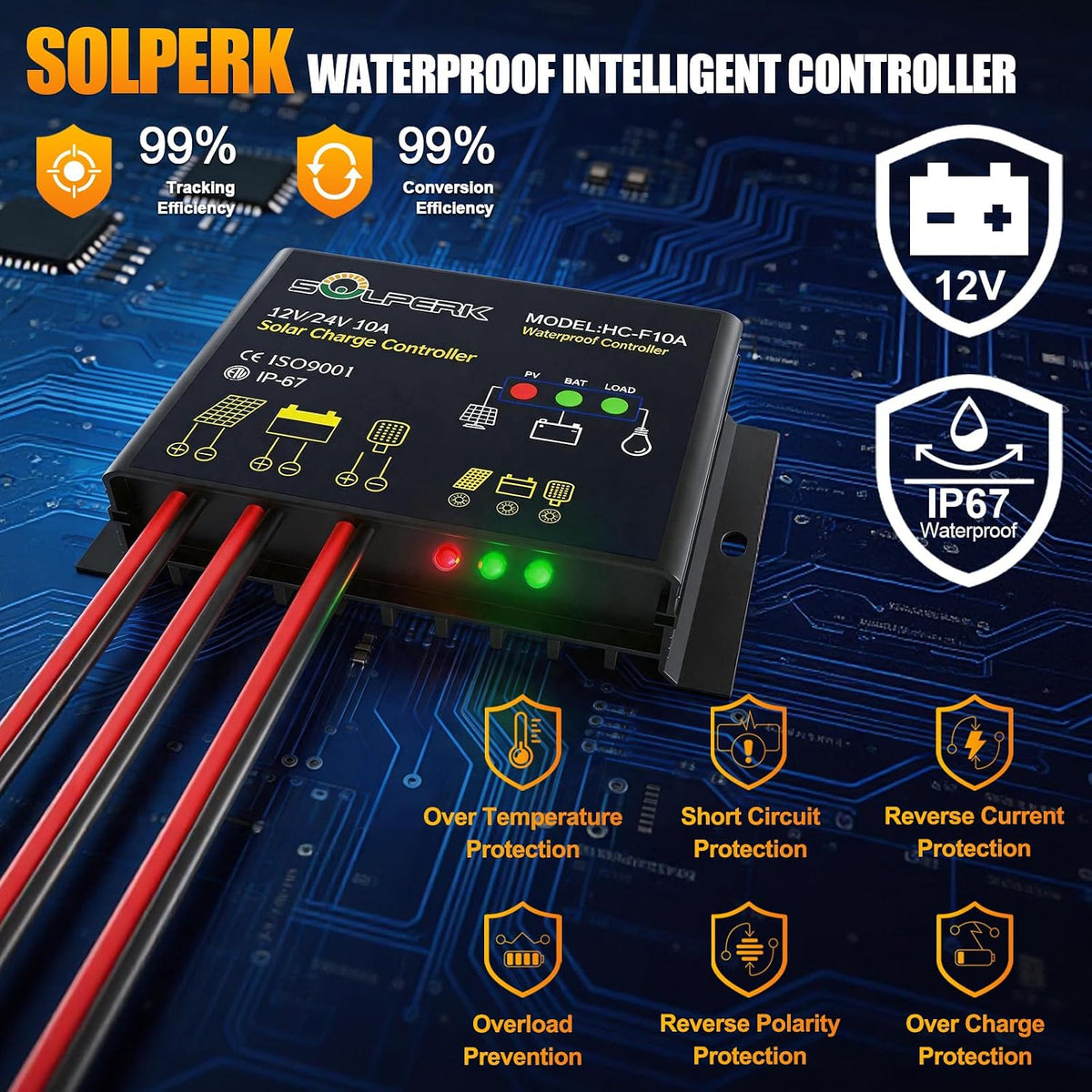 SOLPERK Kit de Panel Solar de 50W\/12V, Cargador de Goteo Mantenedo...