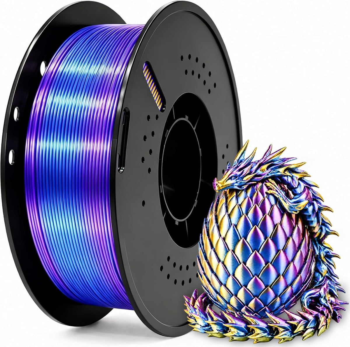 Frucindra Filamento de impresora 3D PLA+ de seda presecado, filamen...