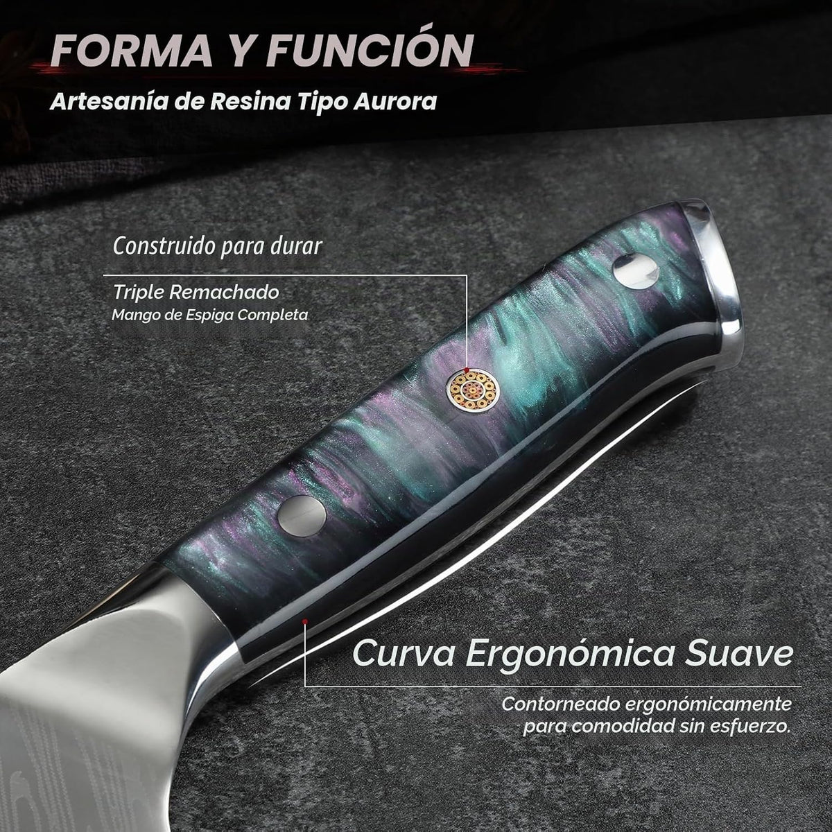 Huusk - Juego de cuchillos japoneses de acero inoxidable con funda...