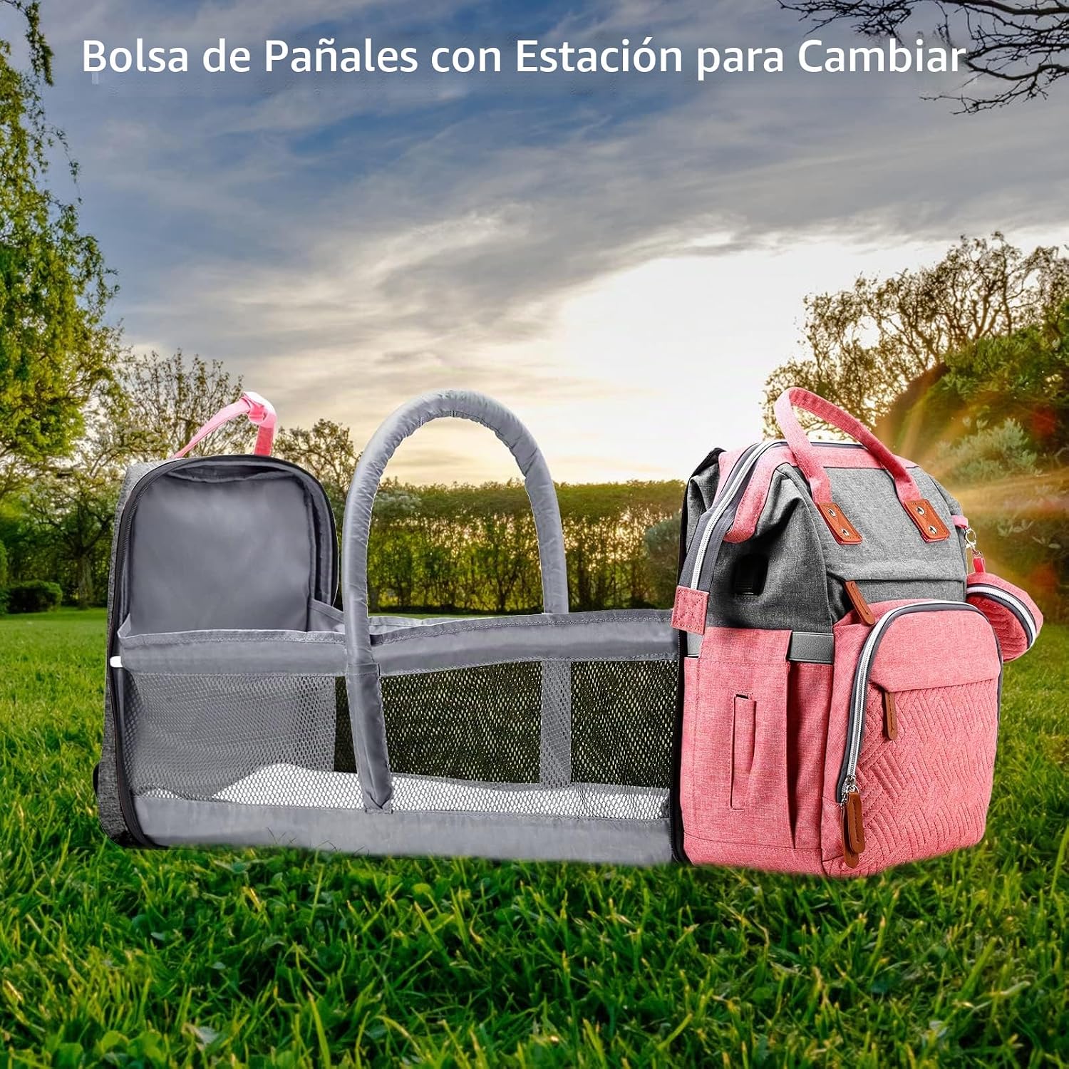 ISMGN Mochila para pañales con cambiador, bolsa de pañales grande,...
