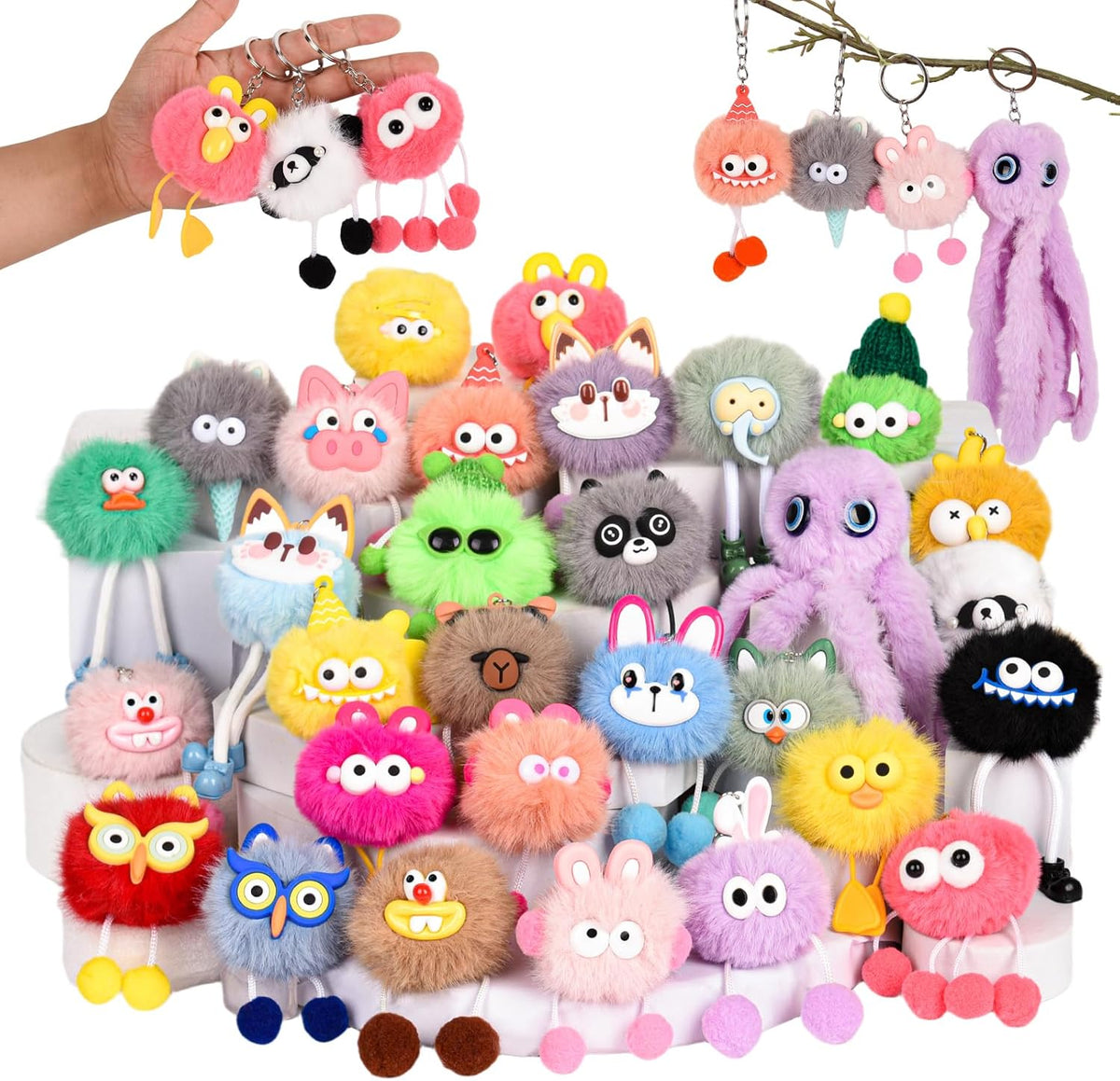 LiYiQ 30 piezas de lindos llaveros de peluche kawaii a granel para...