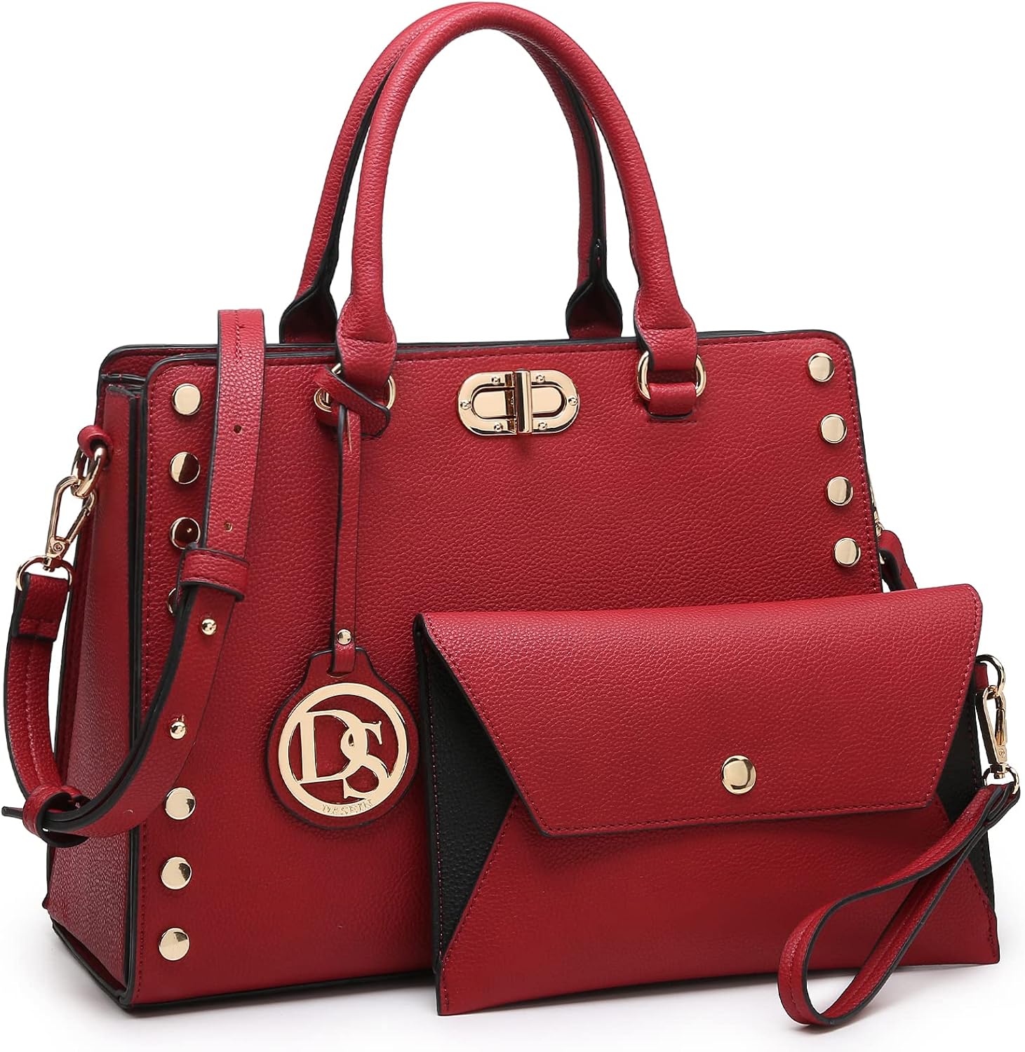 Dasein - Bolso de hombro tipo satchel para mujer, tamaño mediano, con asa superior, bolso de trabajo, con cartera a juego, set de 2 piezas