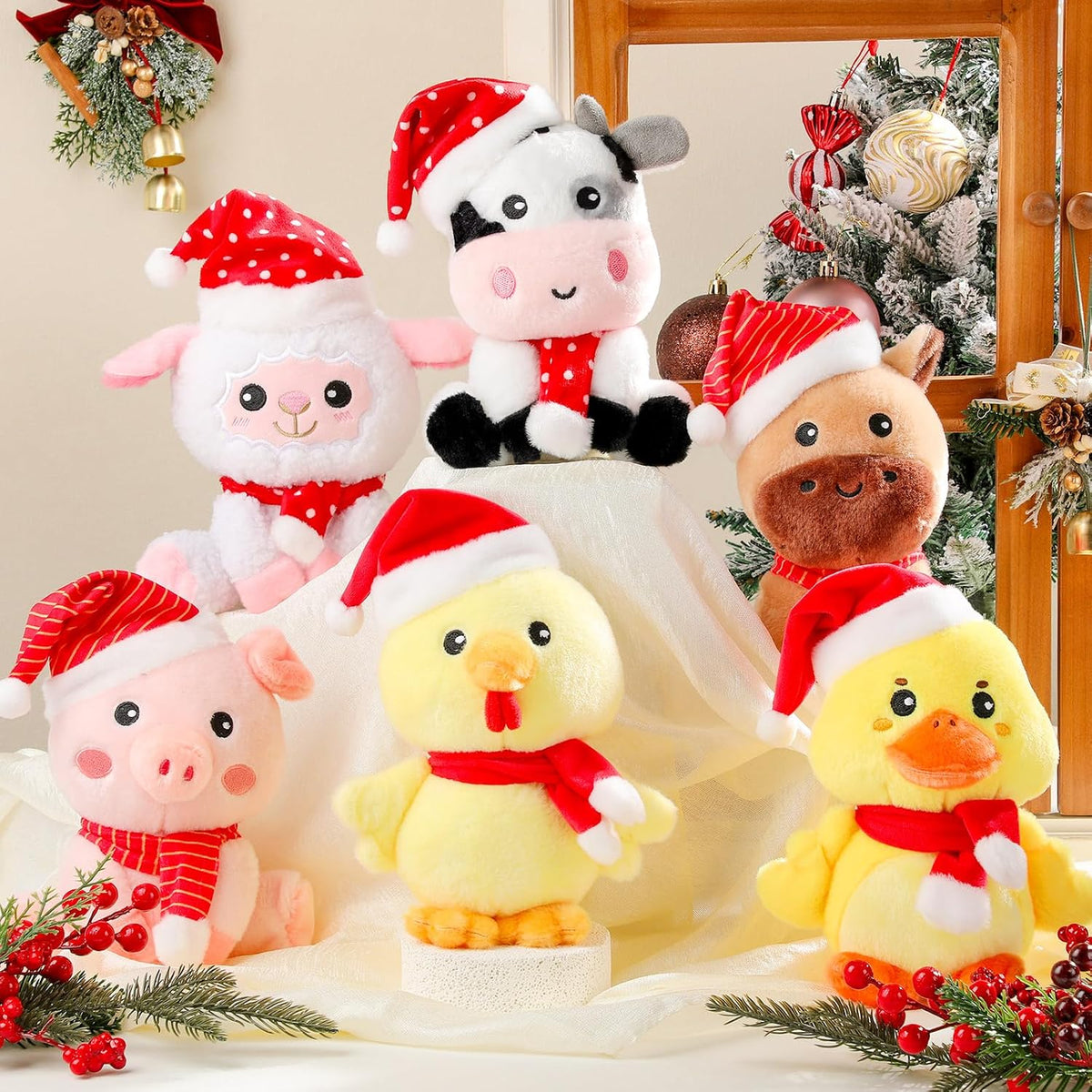 RoundFunny 6 animales de granja grandes de 7 pulgadas a granel con...