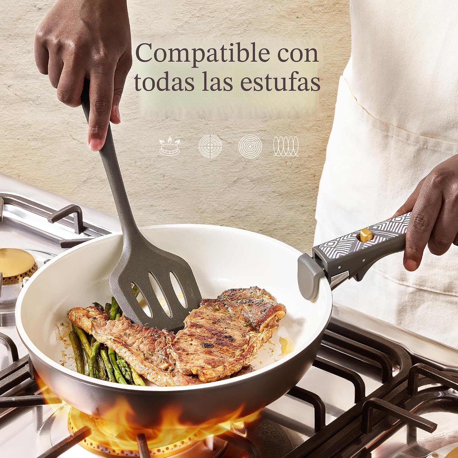 CAROTE Juego de utensilios de cocina de cerámica de 21 piezas, olla...