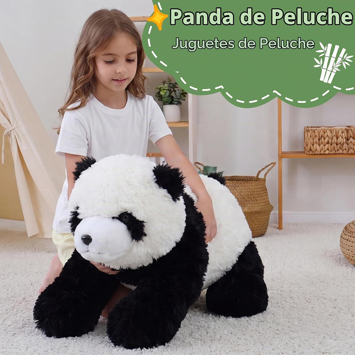 Panda Jrystar | Tamaño grande: 33 pulgadas (blanco y negro), regalo...