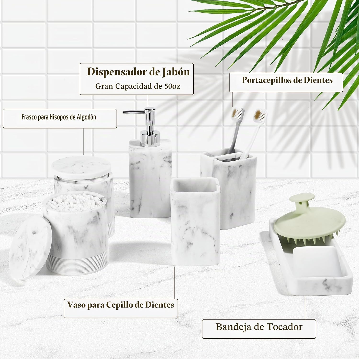 YMXYJM Juego de accesorios de baño, juego de dispensador de jabón d...