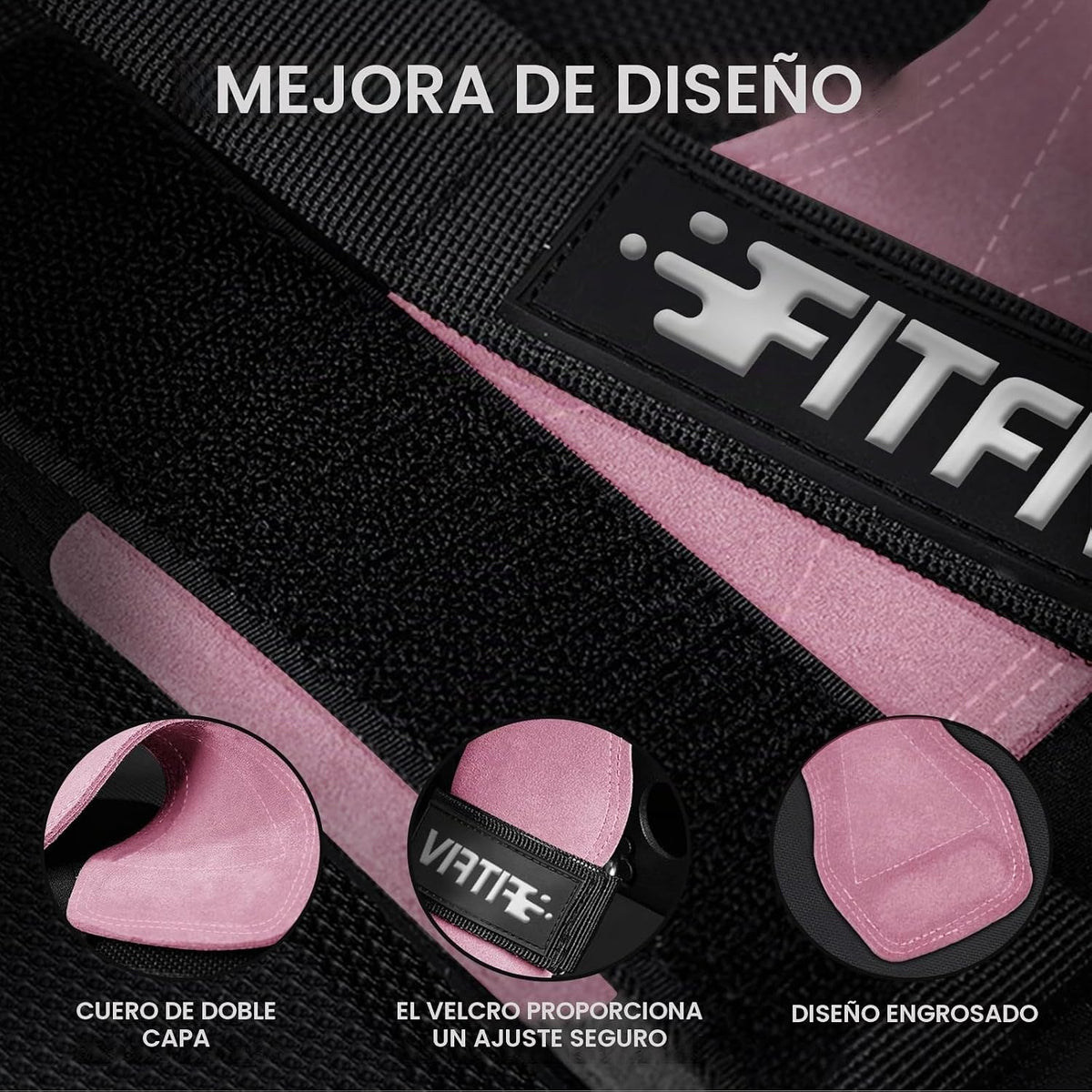FITFIV Correa de muñeca de levantamiento de pesas, correas de cuero...