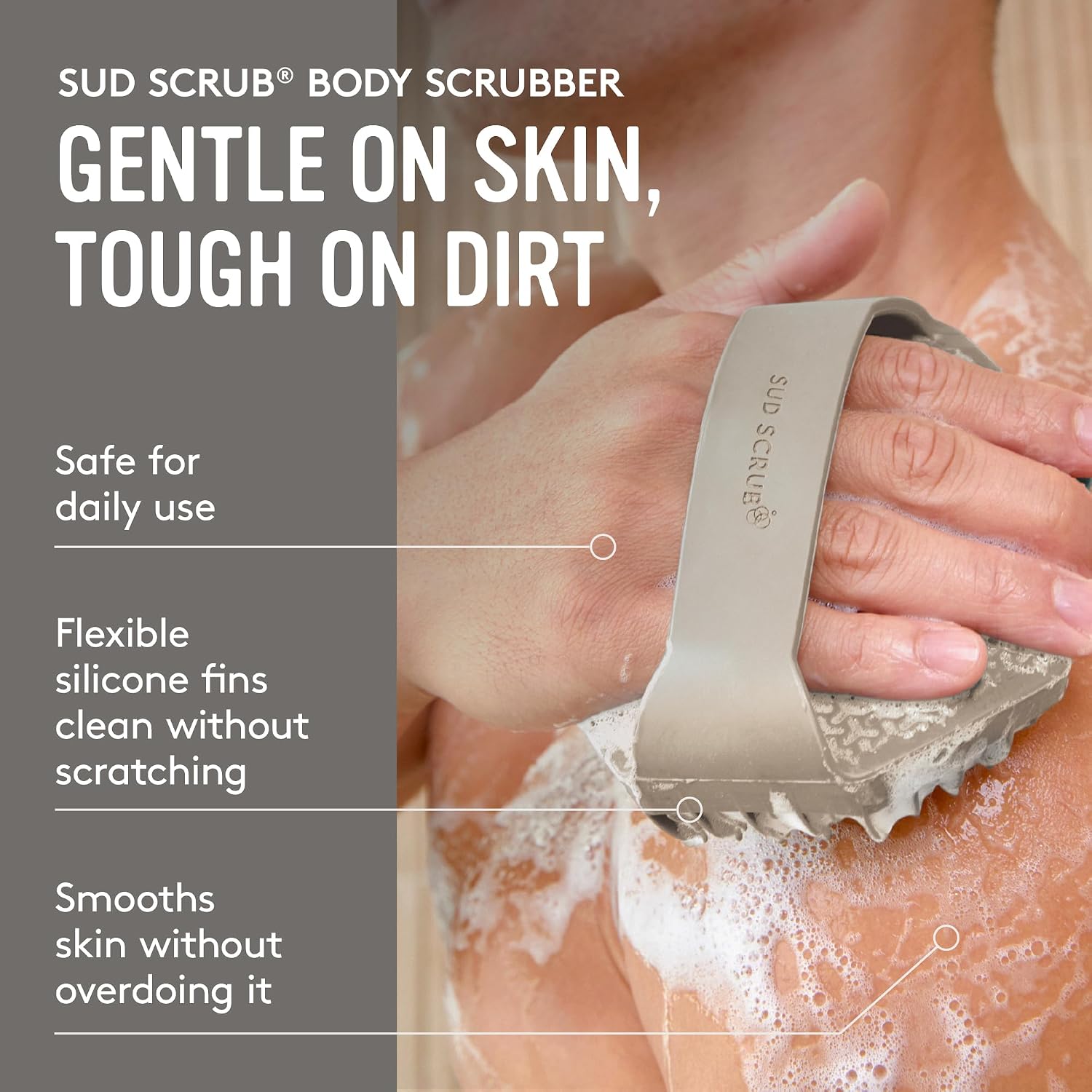 Sud Scrub® Depurador corporal de silicona antimicrobiano, cepillo e...