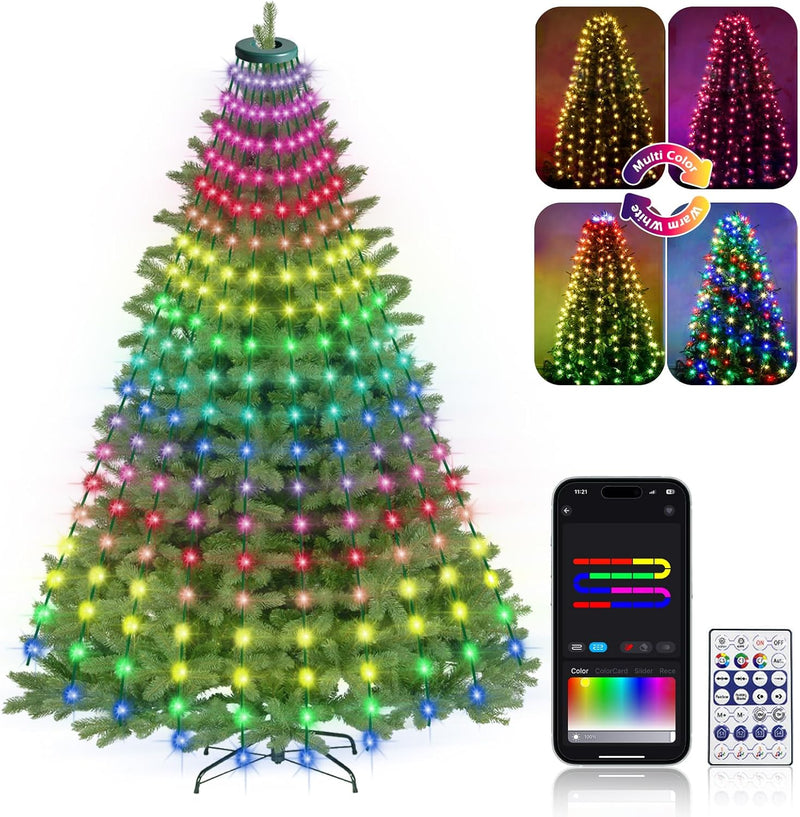 ROSE ME 200 luces LED para árbol de Navidad, 6.6 pies x 10 cuerdas,...