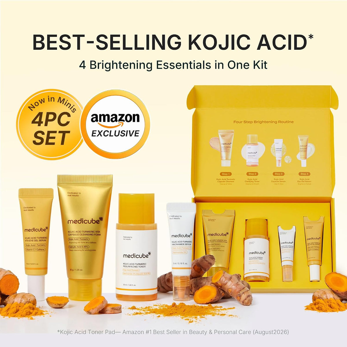 medicube Kit esencial iluminador de ácido kójico, mini juego de cui...