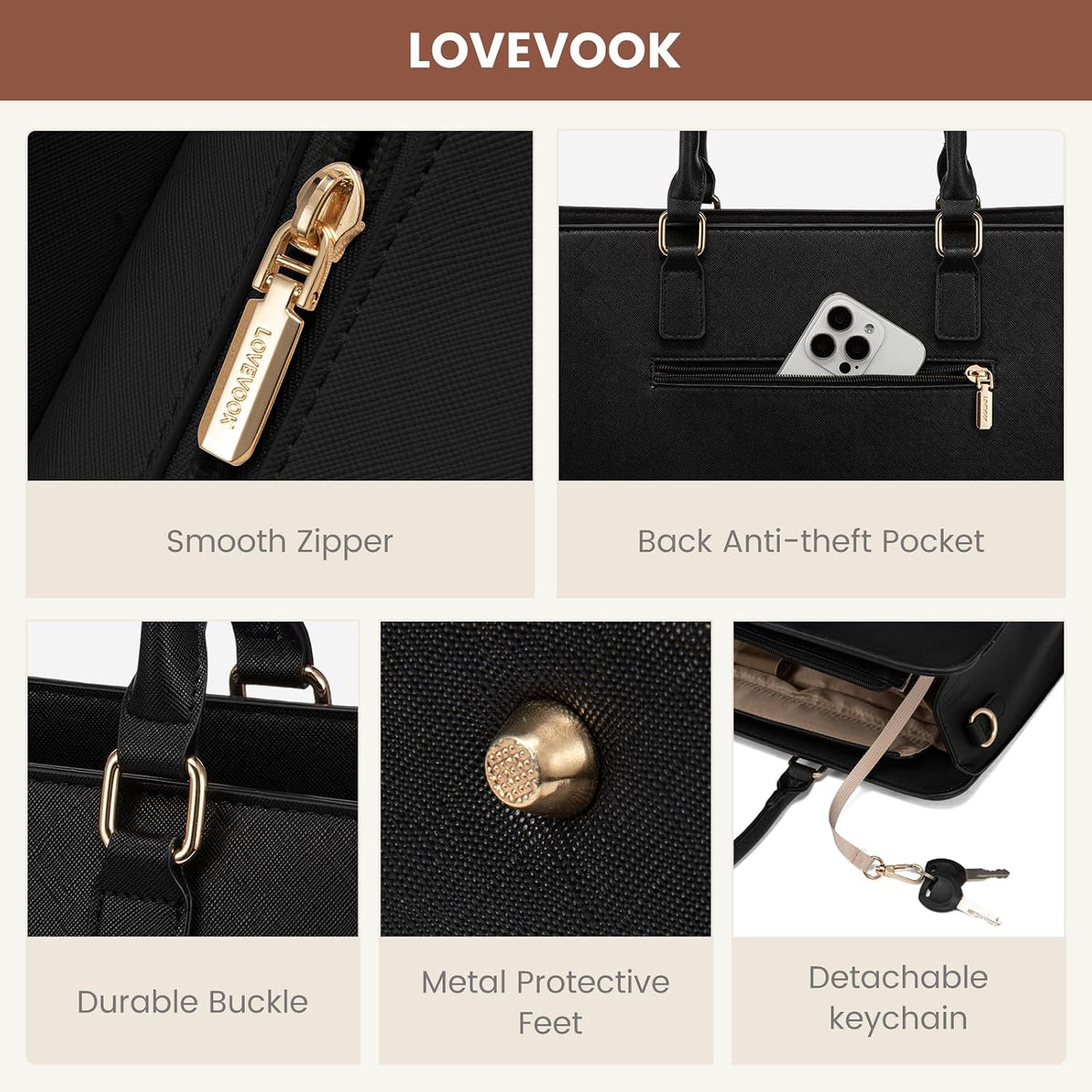 LOVEVOOK Bolso para laptop de mano para mujer, bolso de trabajo de...