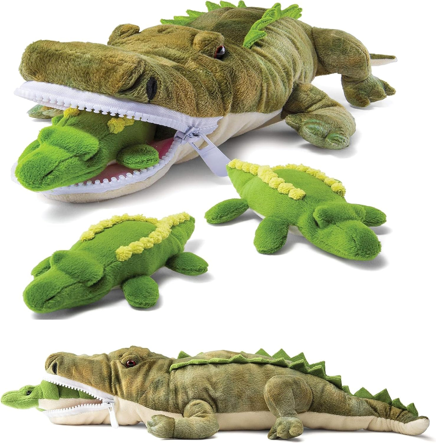 PREXTEX Juguetes de peluche de cocodrilo con 3 animales de peluche...