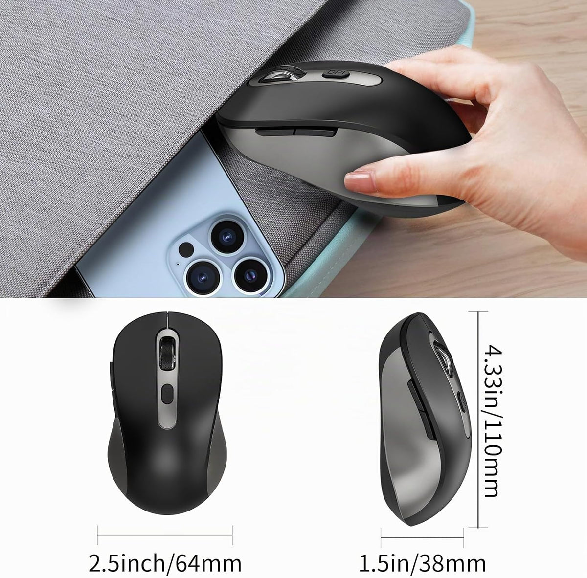Mouse inalámbrico para laptop, PC, Chromebook, Mac, MacBook, mouse...