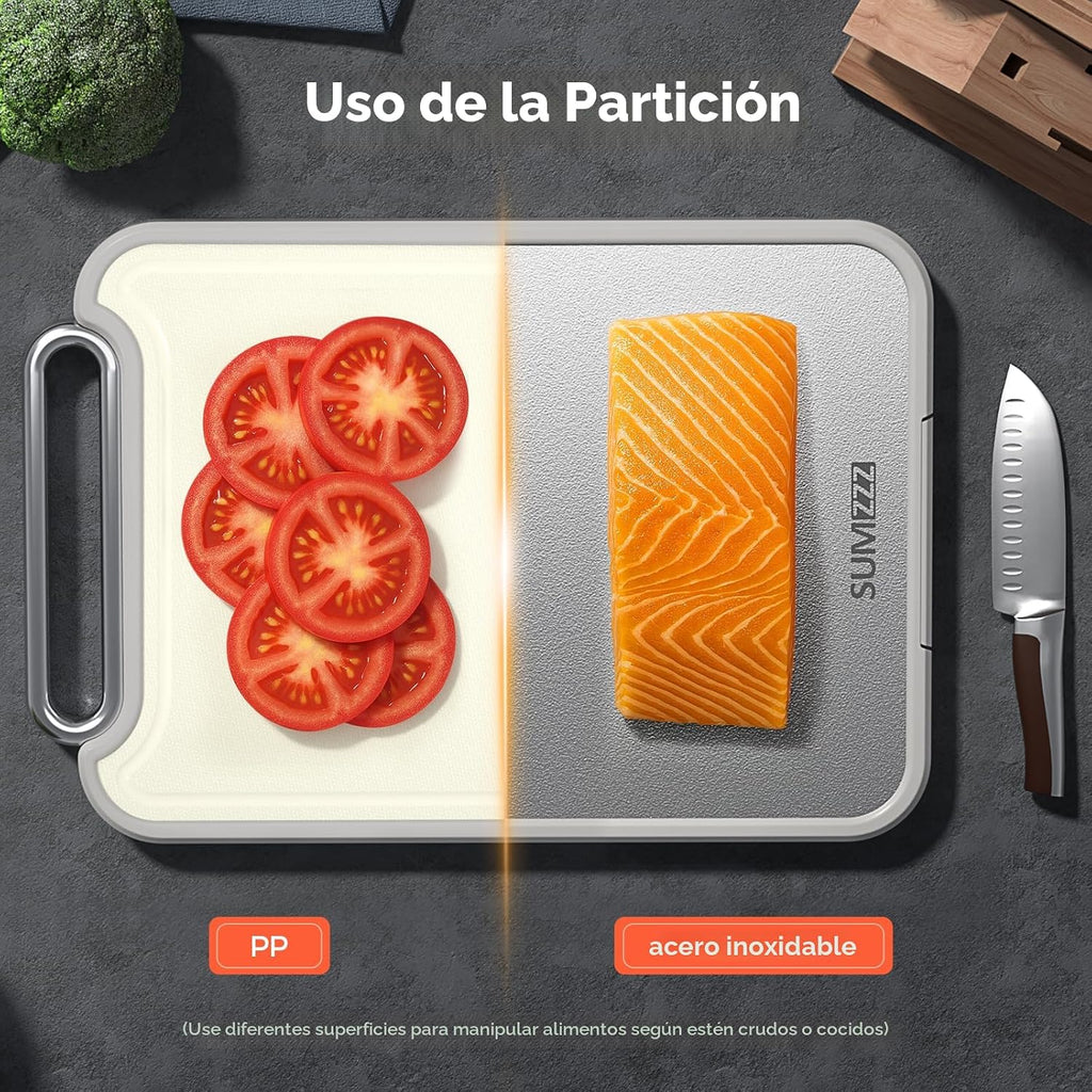 Sumzzz Tabla de cortar de acero inoxidable para cocina, tabla de co...