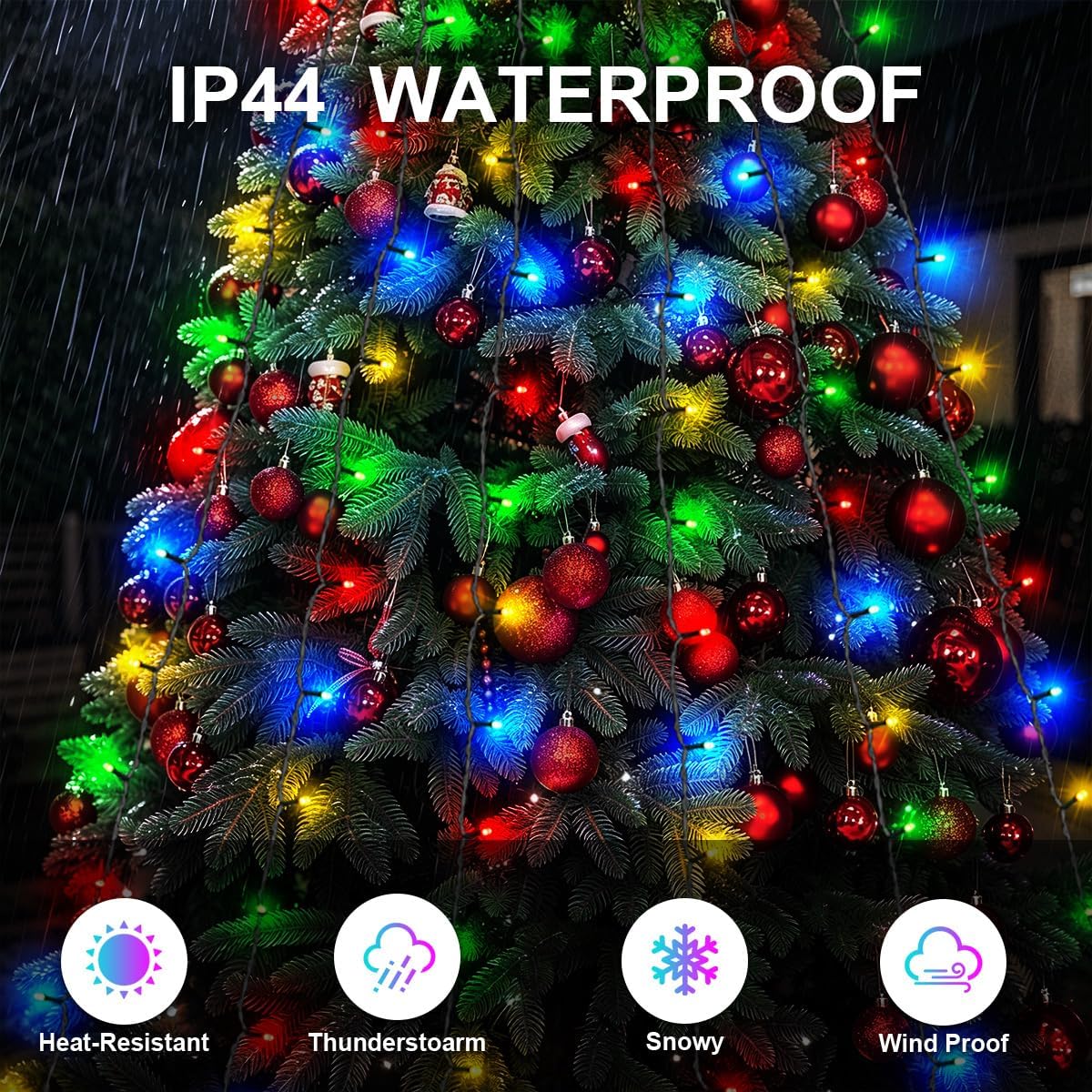 ROSCOO Paquete de 2 luces para árbol de Navidad, luces de decoració...