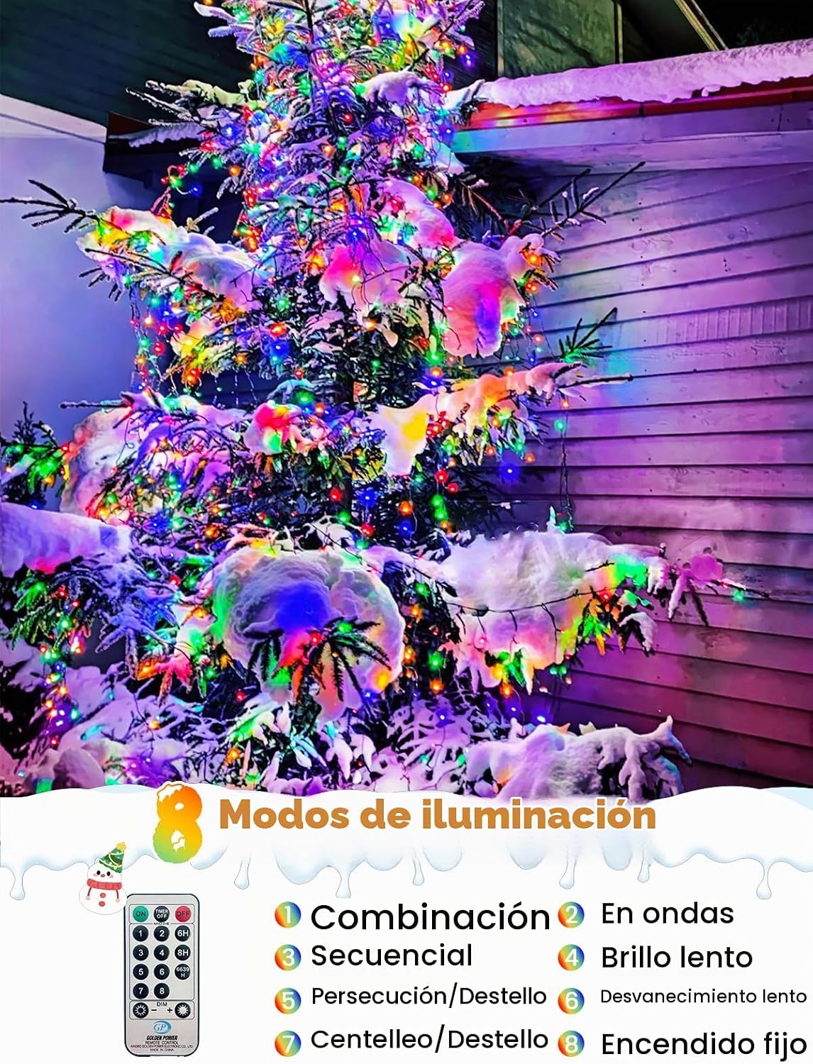 Luces de racimo de Navidad de 75 pies, 1500 luces LED con control r...