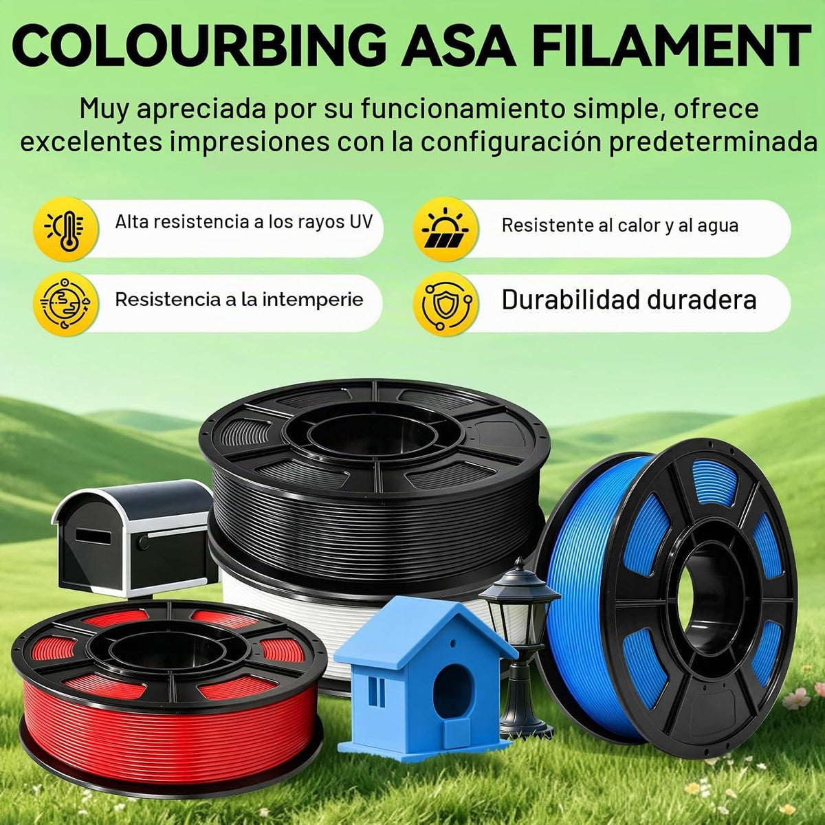 Colourbing ASA - Paquete de filamento ASA para impresora 3D de 0.07...