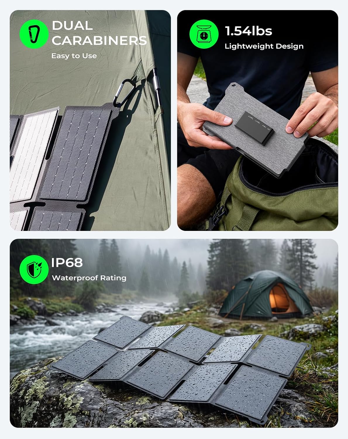 Cargador de panel solar portátil BigBlue de 35W con carga rápida US...