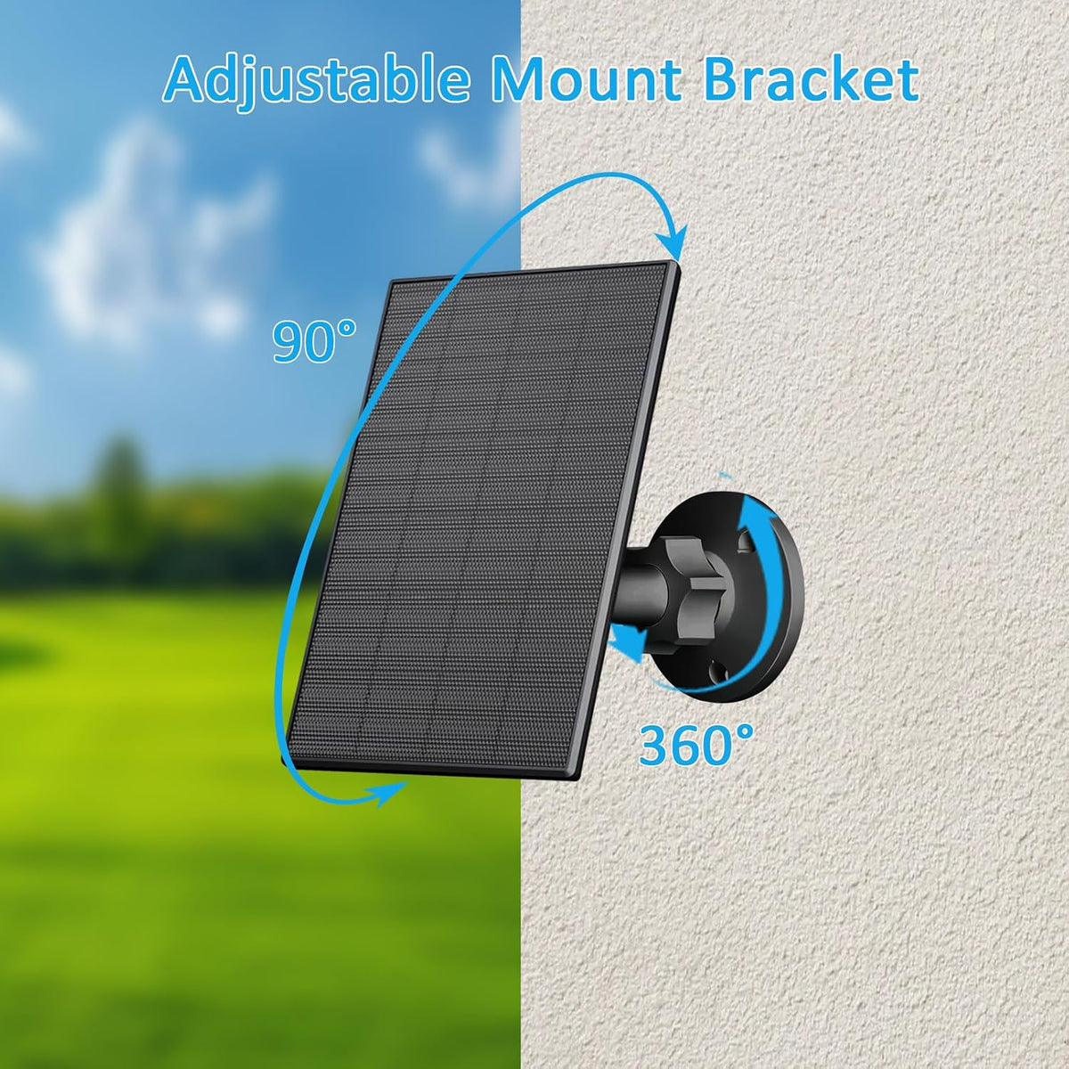 VUEBEE Panel solar de 2 W para cámaras de seguridad, USB-C\/Micro U...