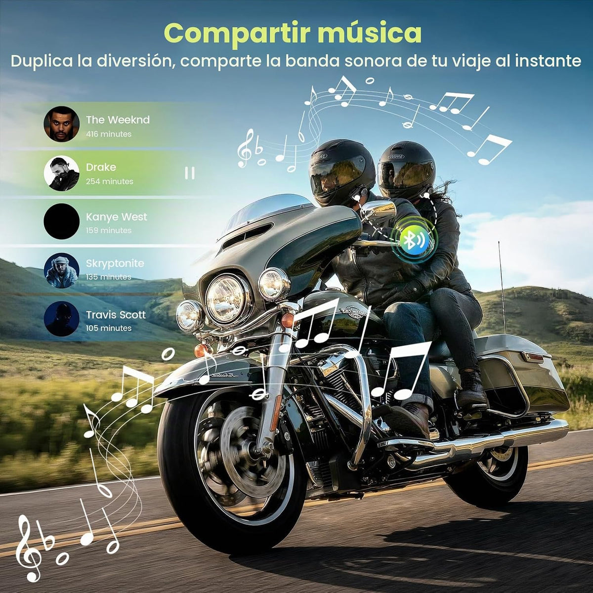 Chtoocy Auriculares Bluetooth para casco de motocicleta, altavoces...