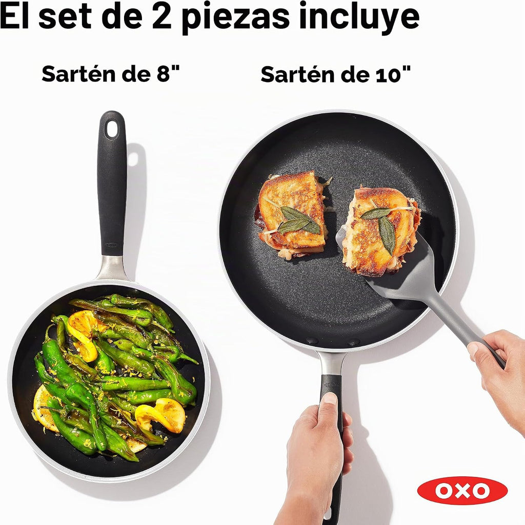 OXO - Juego de sartenes antiadherentes de todos los días, mangos de...
