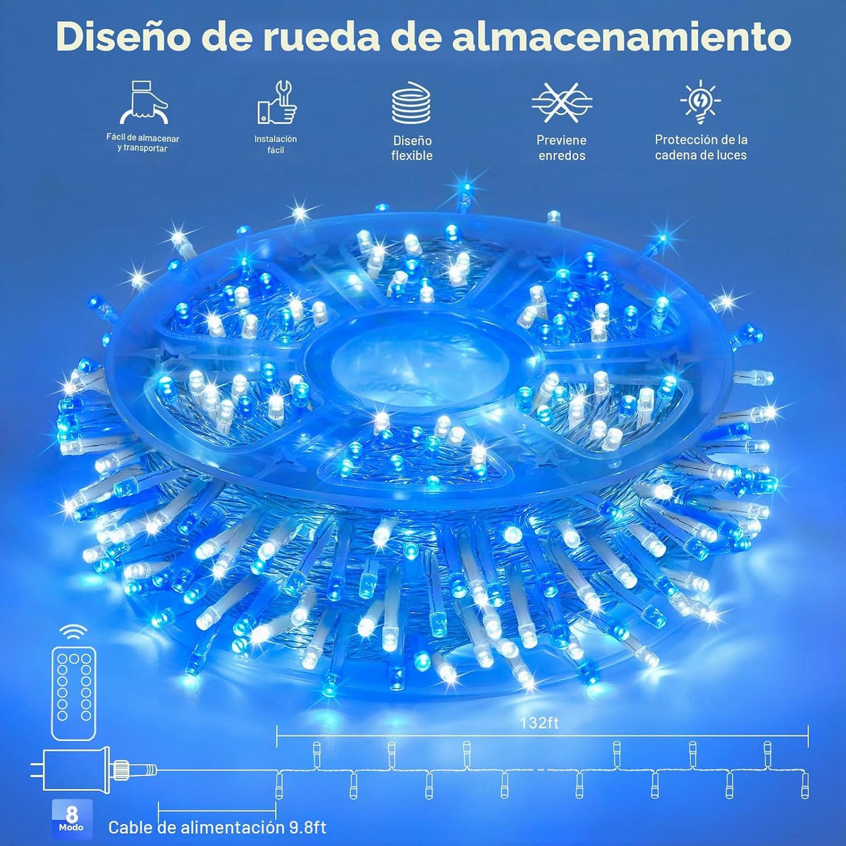 JMEXSUSS 400 LED Luces Navideñas Azules y Blancas Interior Exterior...