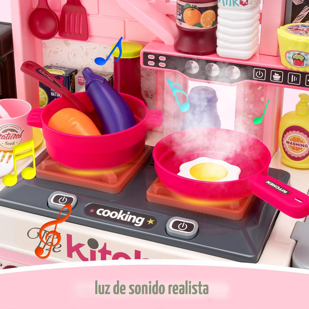 Juego de cocina para niños, cocina, fregadero, horno, luces y sonid...