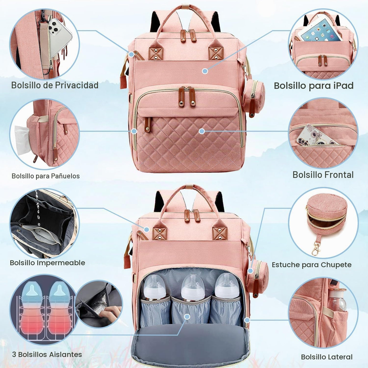 SHITIESHOU Bolsa de pañales para bebé, bolsa de pañales para papá y...