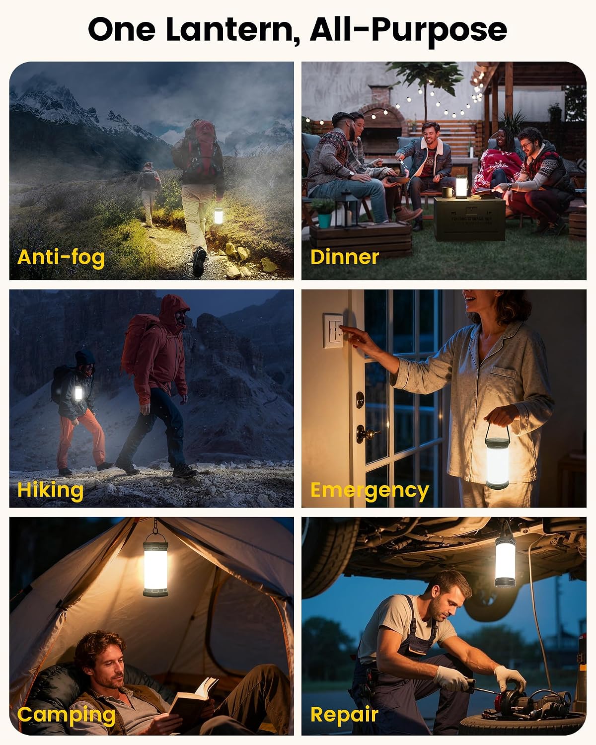 Glocusent Linterna LED de 120 horas con luz de campamento de bolsil...