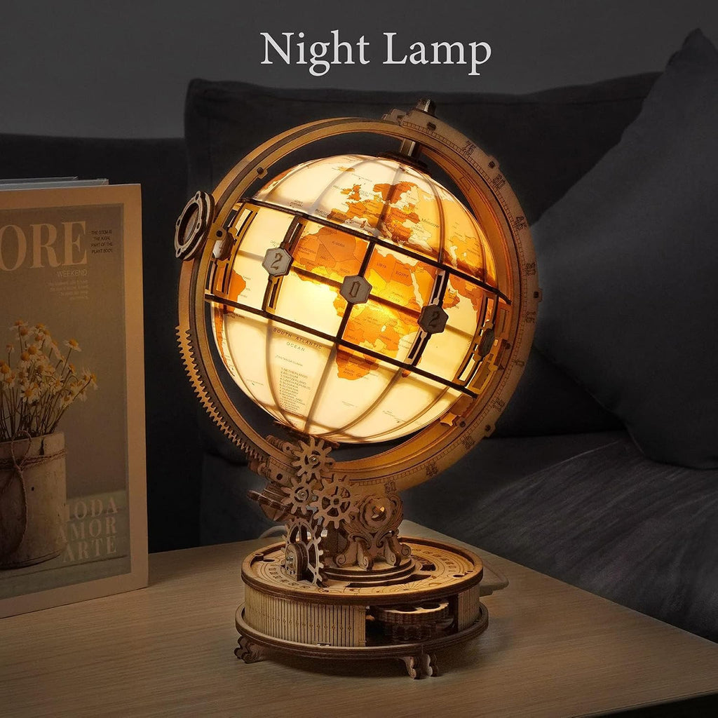 ROKR Rompecabezas de madera 3D para adultos Globo iluminado con sop...