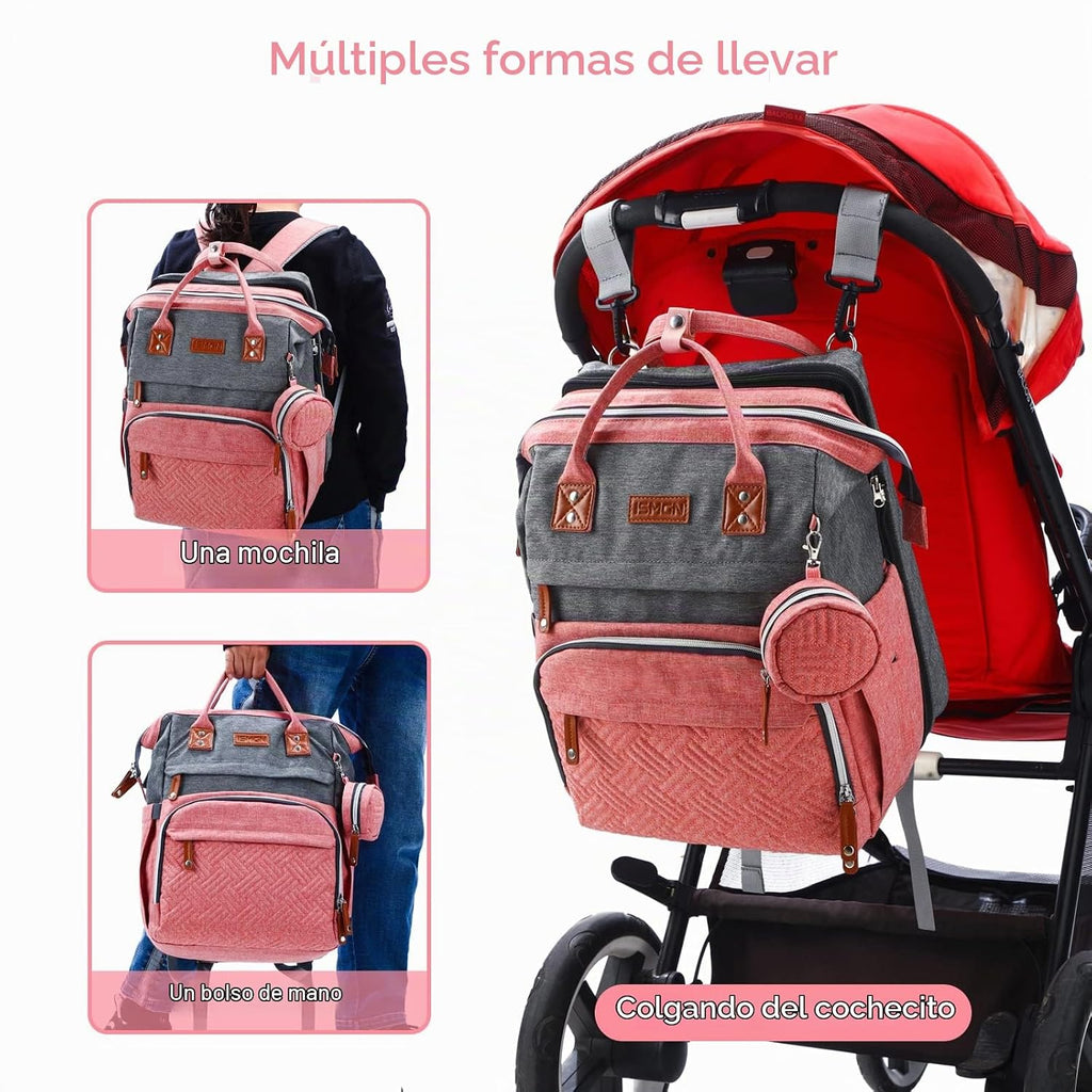 ISMGN Mochila para pañales con cambiador, bolsa de pañales grande,...