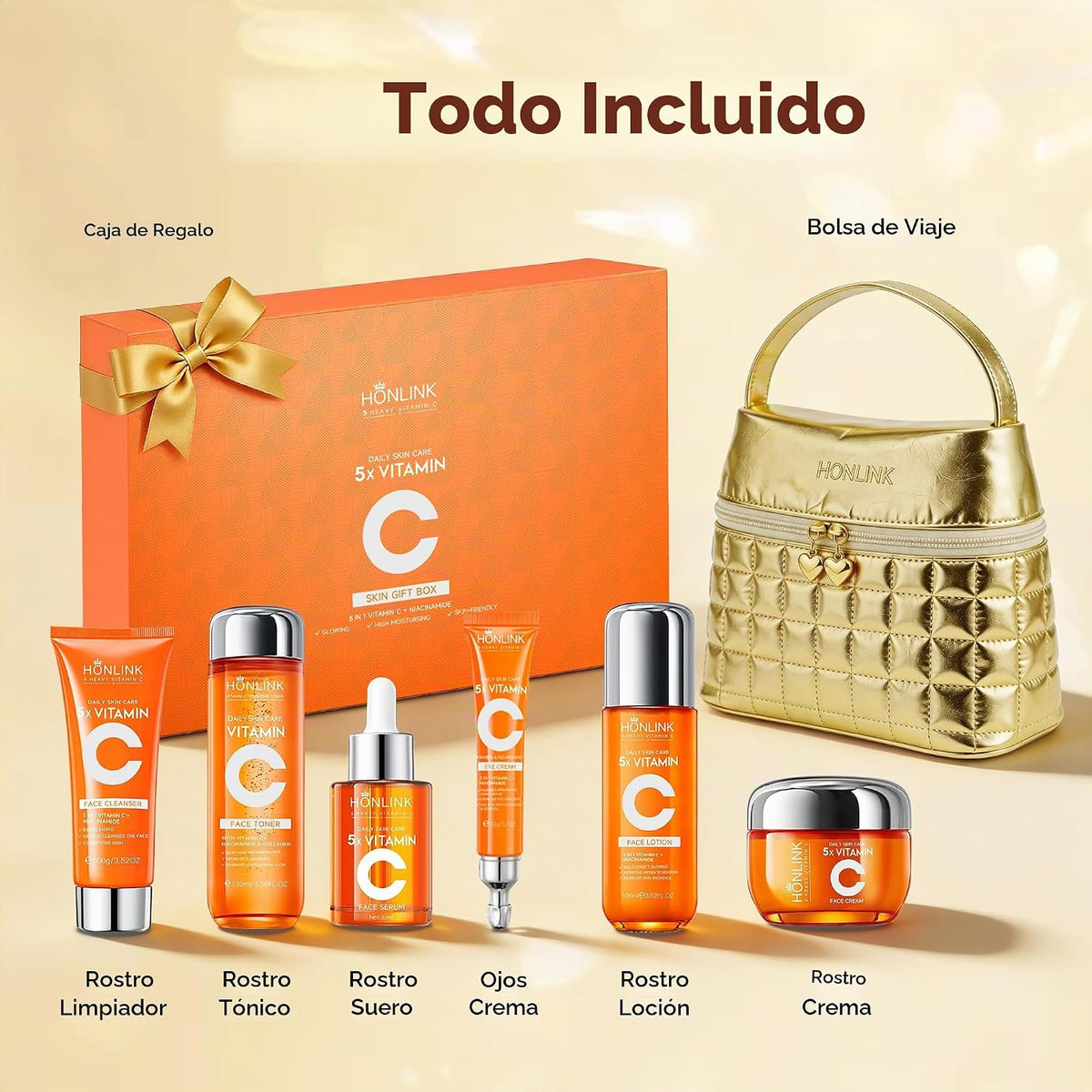 Paquete de regalo de cuidado de la piel con vitamina C + bolsa de c...