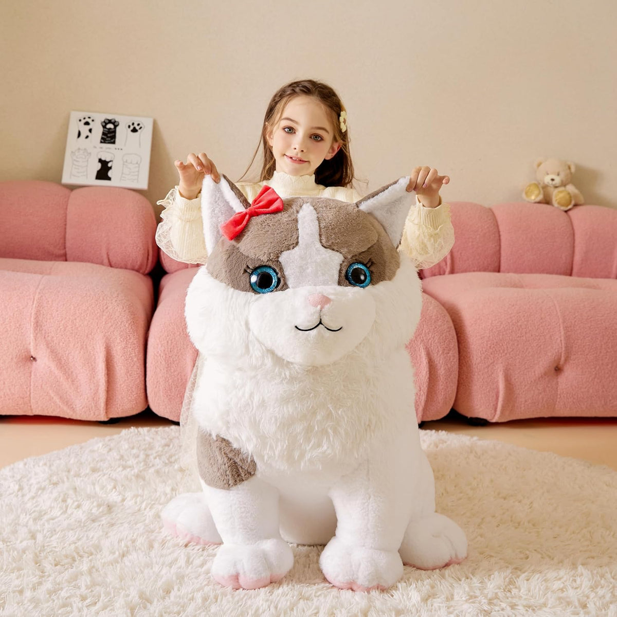 Tumyay Ragdoll gigante de peluche de gato suave, juguetes grandes J...