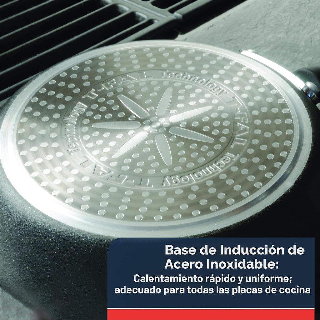 Sartén T Fal, Antiadherente, Negro | Apto para horno hasta 400 F, i...