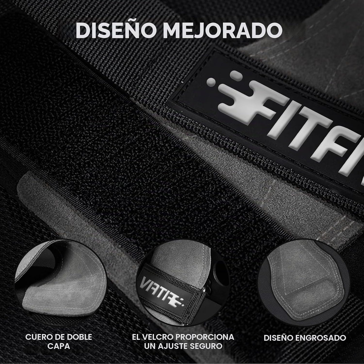 FITFIV Correa de muñeca de levantamiento de pesas, correas de cuero...