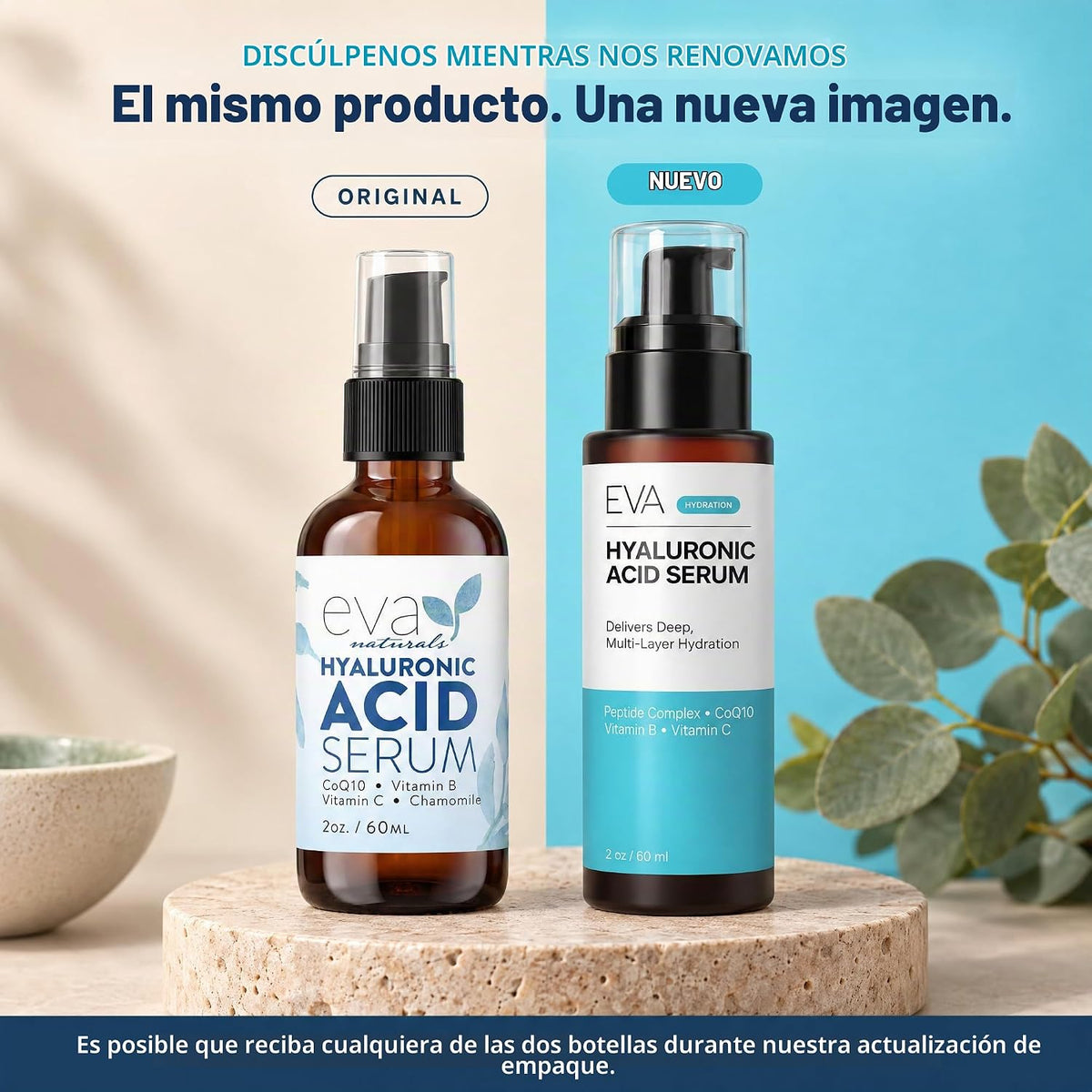 Eva Naturals - Suero facial de ácido hialurónico, antienvejecimient...