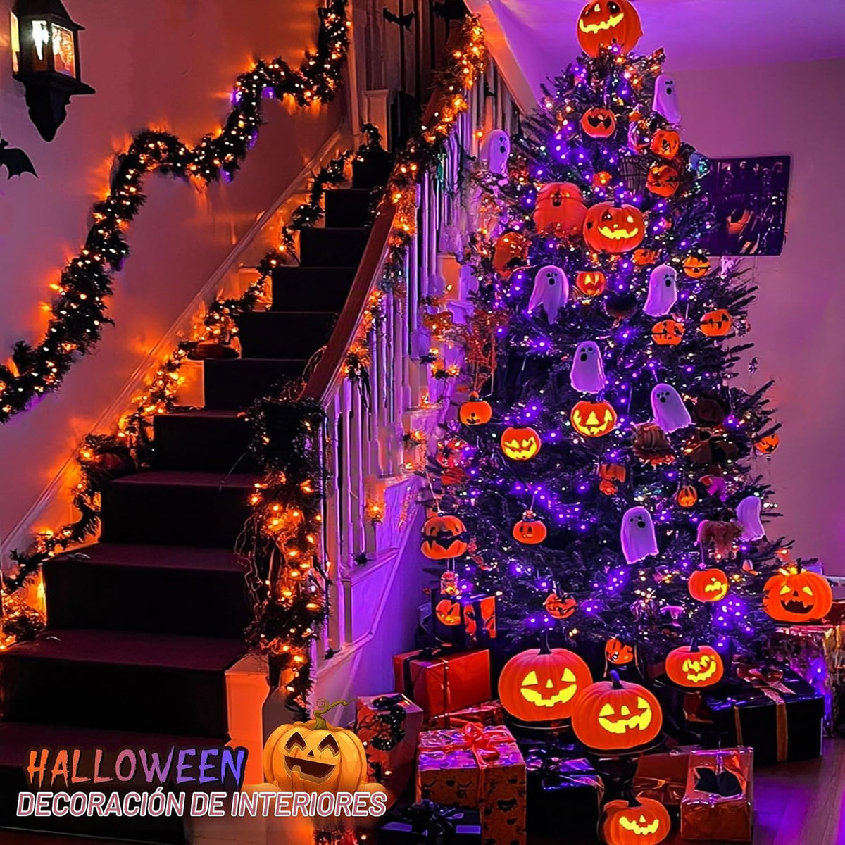 JMEXSUSS Tira de luces de decoración de Halloween, 200 luces LED de...