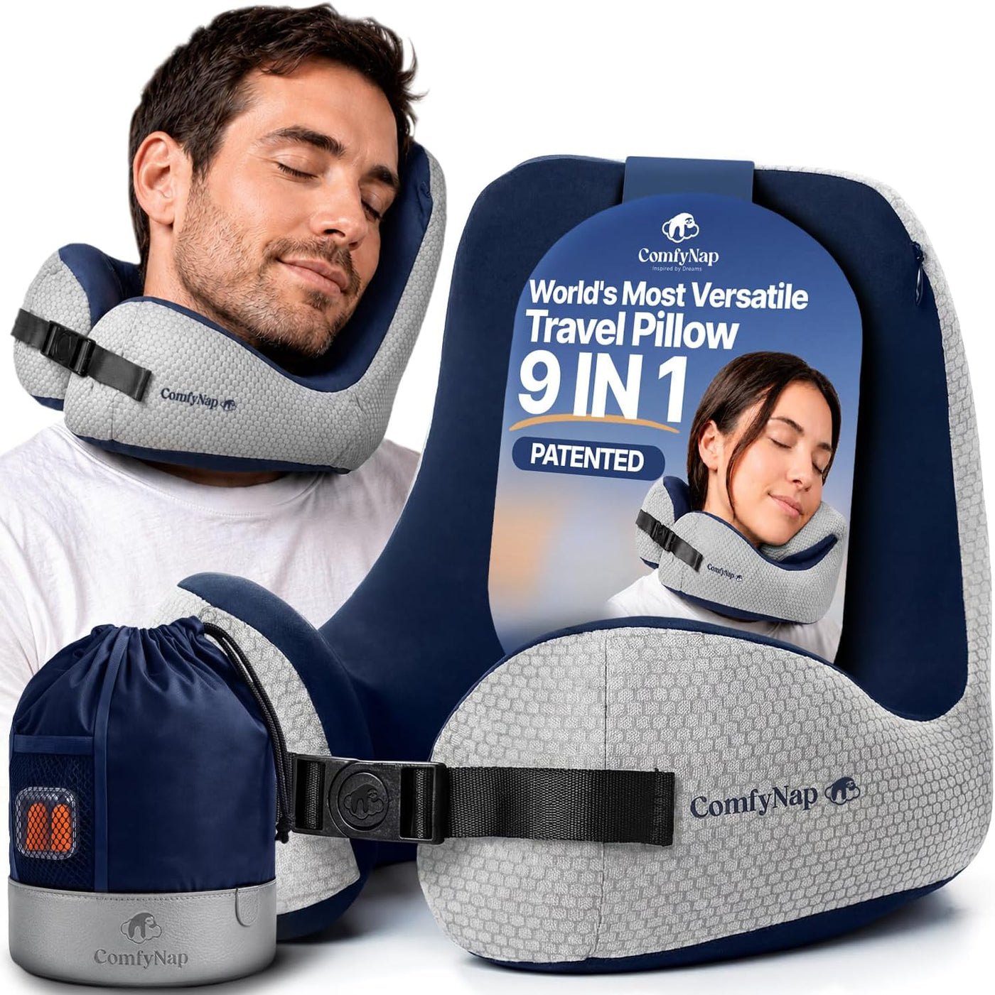 ComfyNap® Almohada de cuello de viaje versátil para avión [patentad...