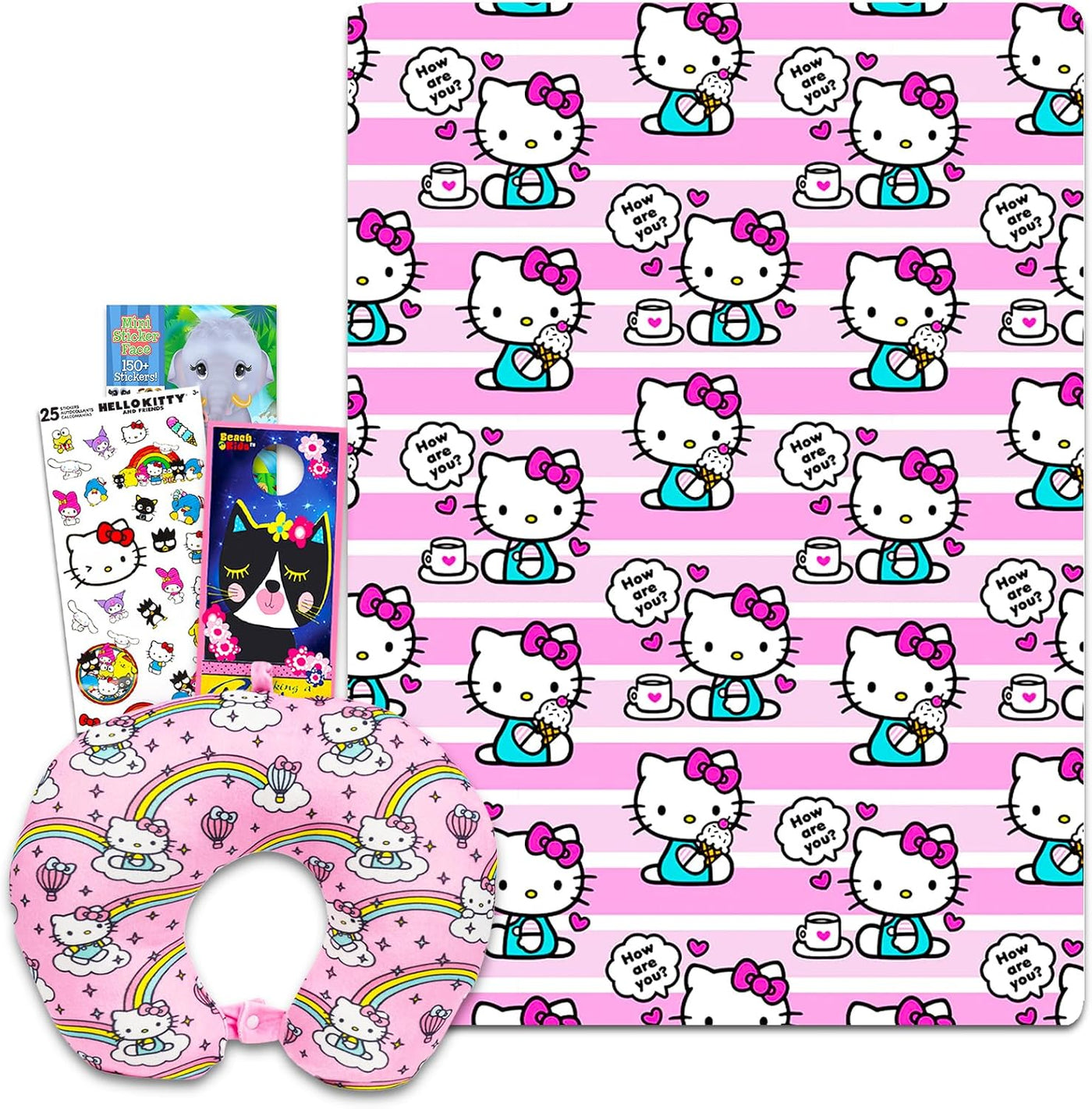 Juego de almohada y manta para el cuello de Hello Kitty: paquete co...