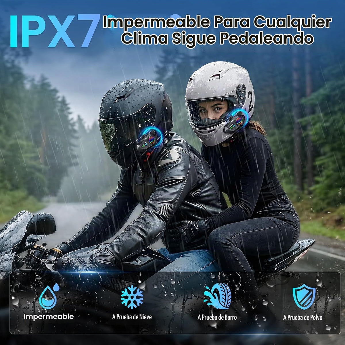 AURISOM A19S - Casco de motocicleta Bluetooth, intercomunicador de...