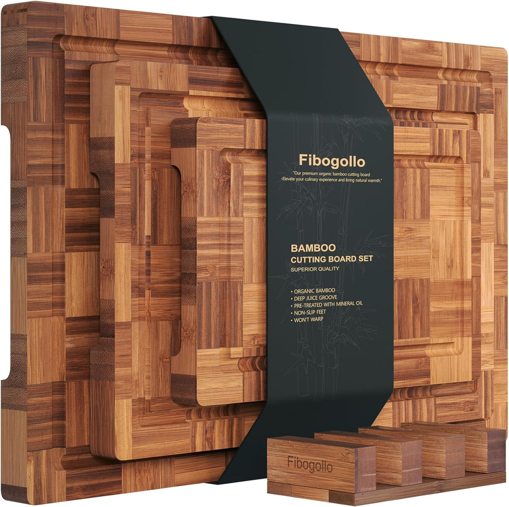 Fibogollo Tablas de Cortar de Bambú para Cocina, Juego de Tablas de...