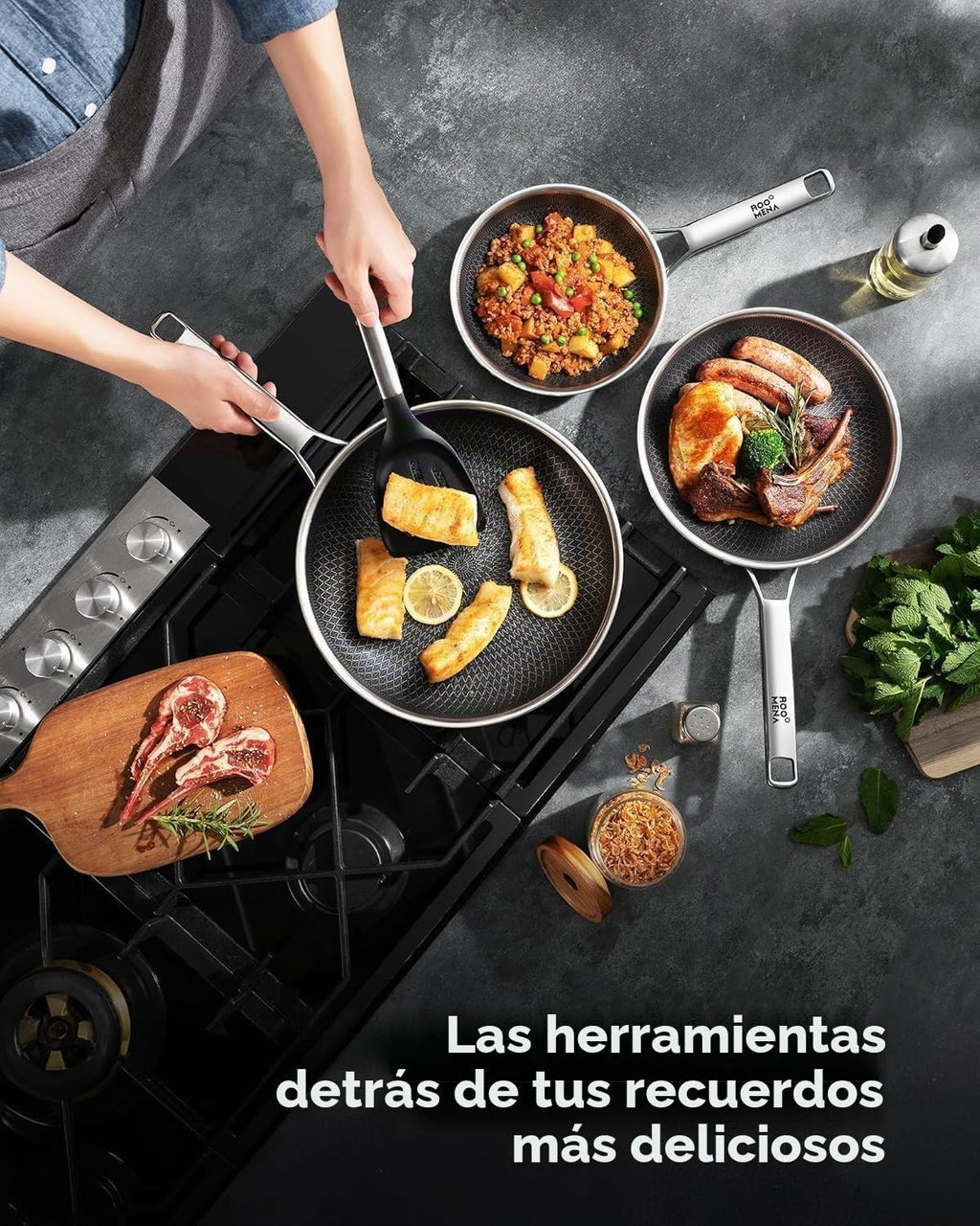 Sartenes antiadherentes con tapa, cerámica híbrida de 12 pulgadas,...