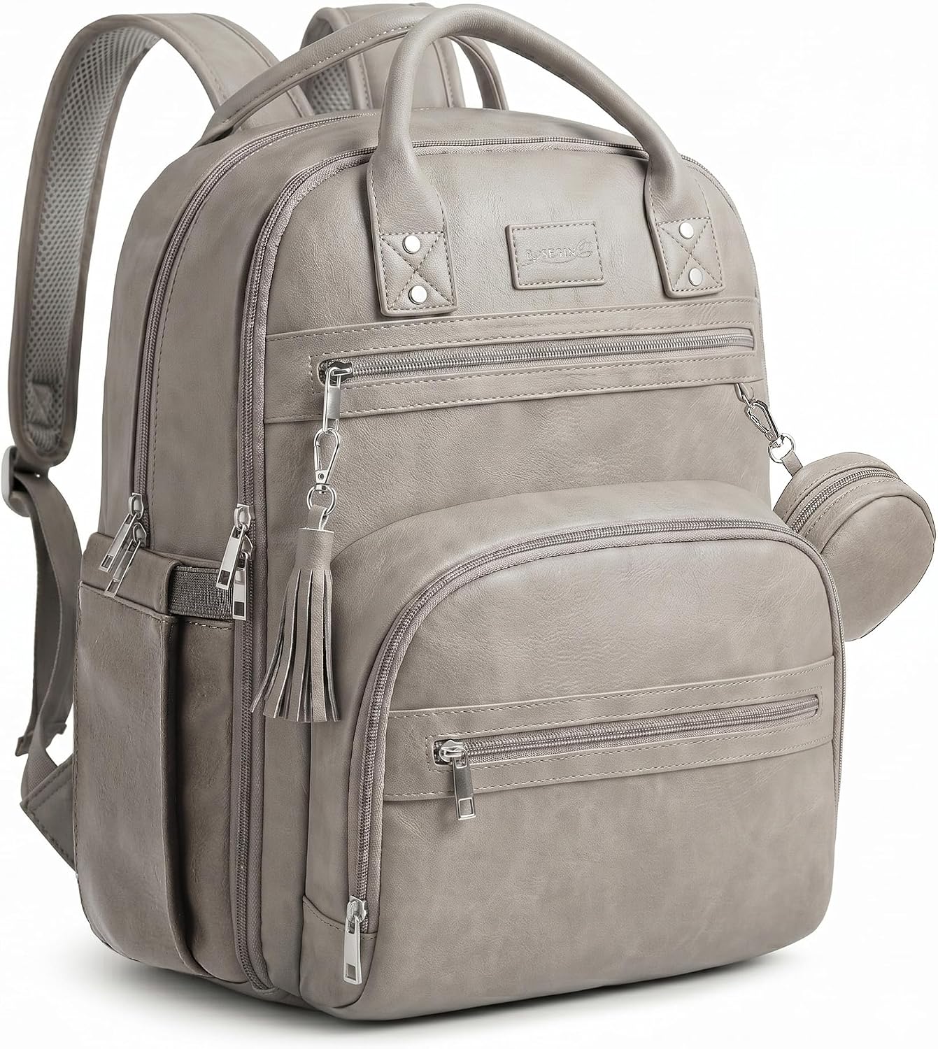 ROSEGIN Mochila para Pañales de Cuero Vegano Premium con Cambiador...