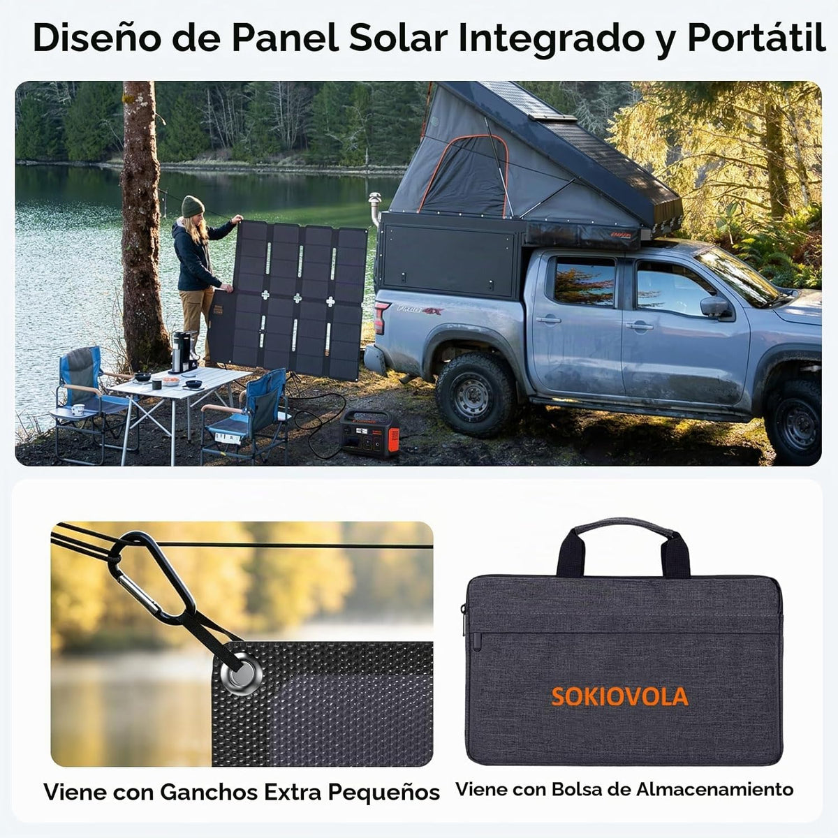 SOKIOVOLA Panel solar portátil de 100 W MC-4 Kits de cargador de pa...
