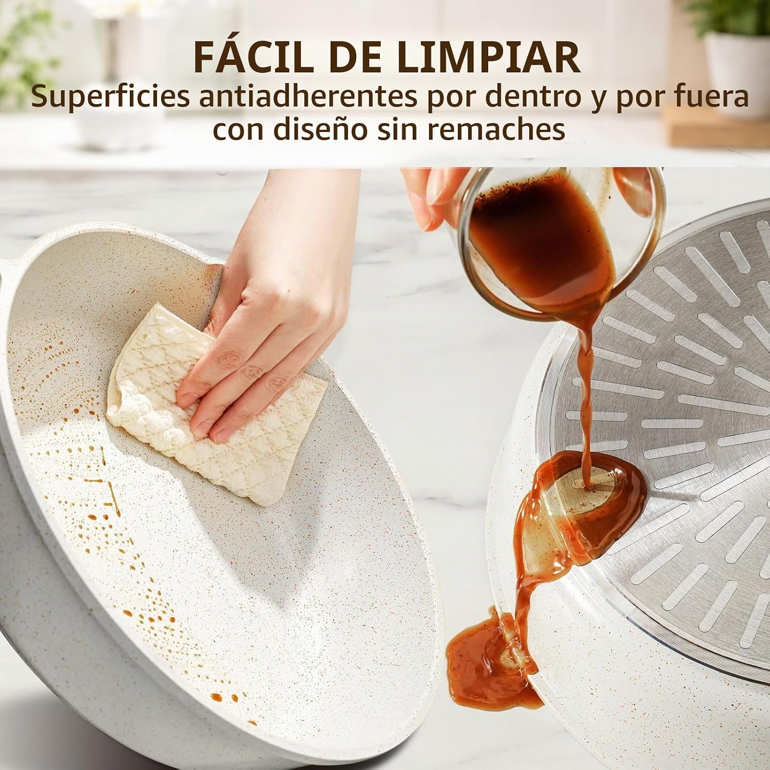 SENSARTE Juego de utensilios de cocina de cerámica antiadherente de...