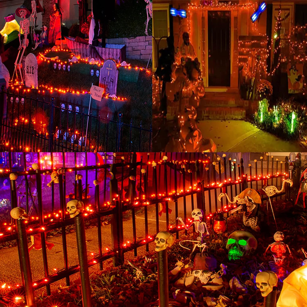 La secuencia naranja extensible de Halloween de los 75.8FT 200 LED...