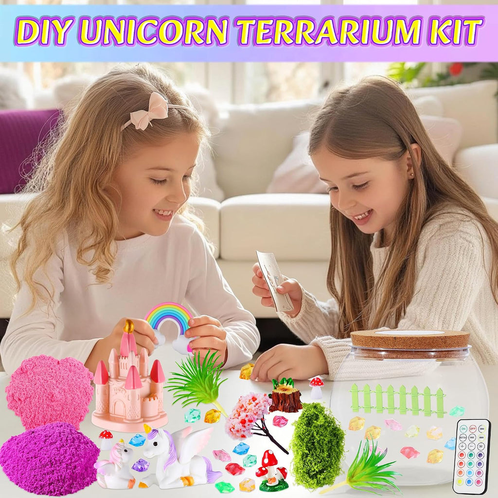 Hannstar Kit de terrario de unicornio iluminado para niñas, regalos...