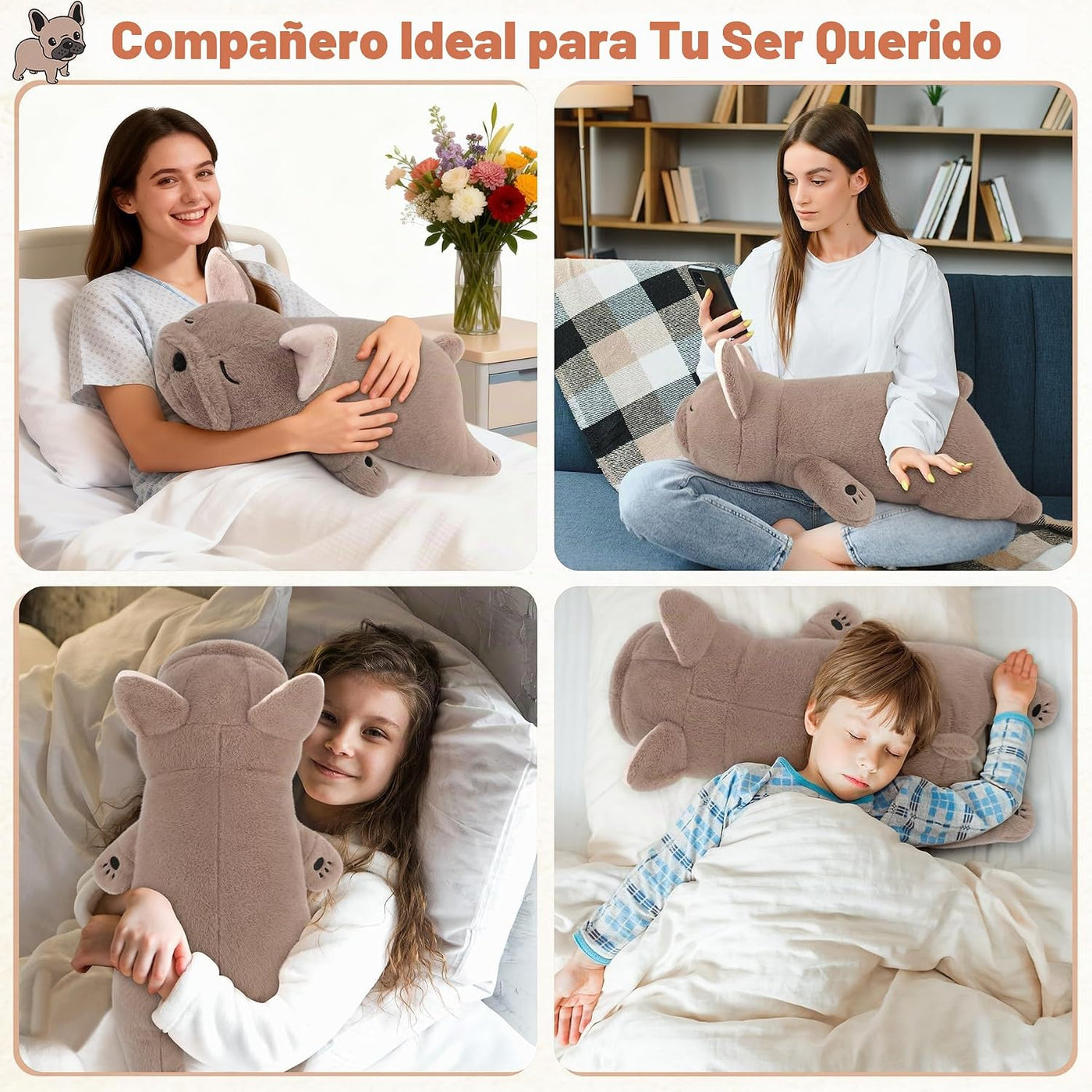 Peluche de bulldog francés con peso de 5 libras, peluche grande de...