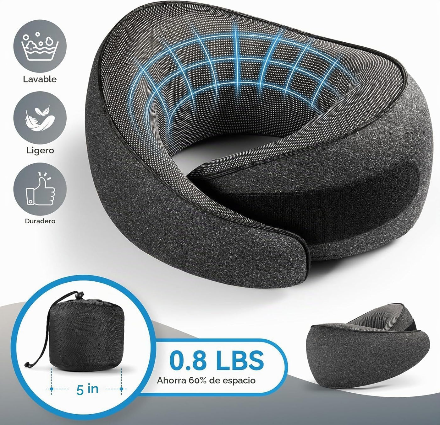 SZXYX Almohadas de viaje \u2013 Almohada de cuello de espuma viscoe...