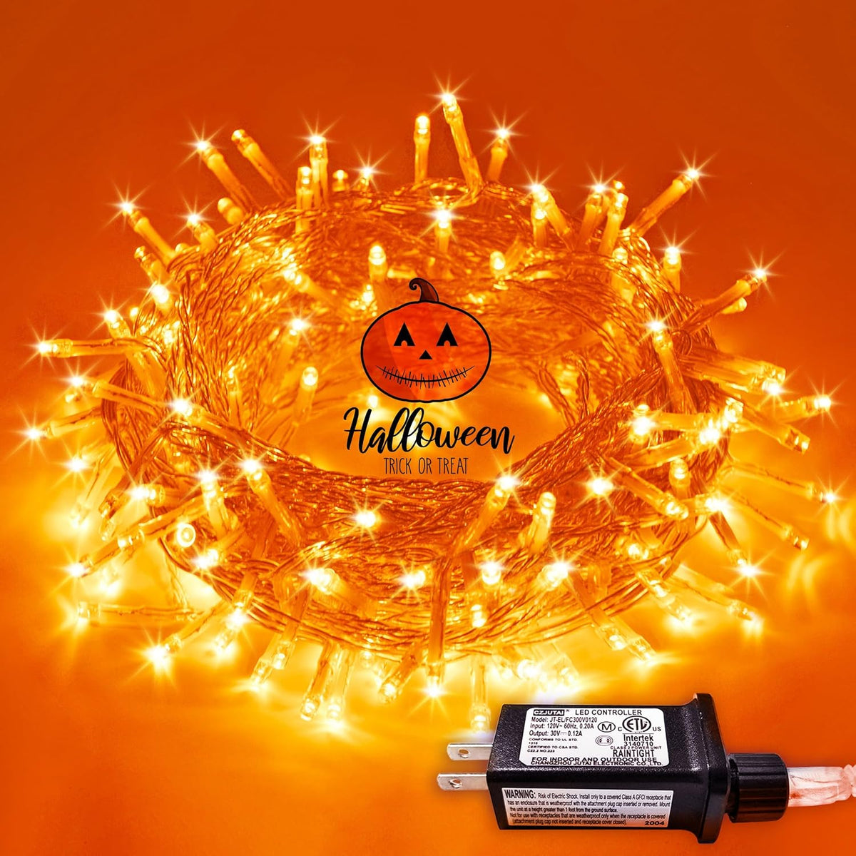 JMEXSUSS 200 luces LED naranjas de Halloween para exteriores, inter...